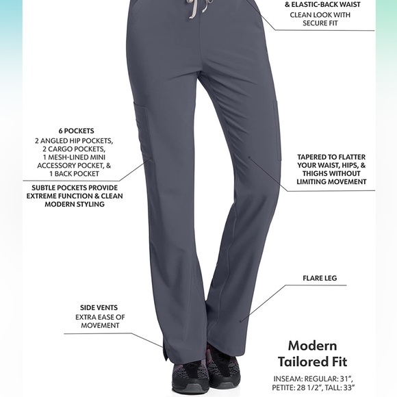 Urbane Performance Tailored Fit Stretch 6 Pocket Cargo Scrub Pants 9312 NWT - Picture 5 of 7